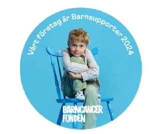 Barncancerfondens märke: Vårt företag är Barnsupporter 2024